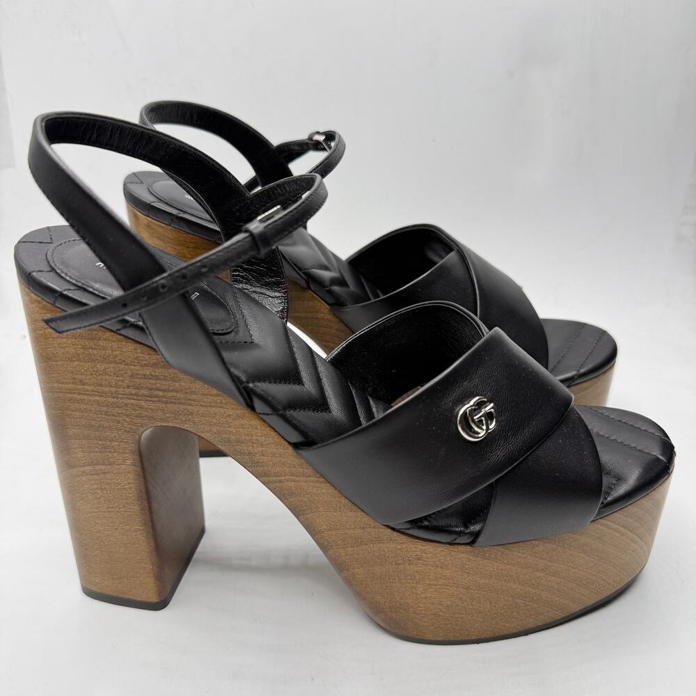 NEW Gucci Women's Black Double G Leather Platform Sandals Size EU 40 / US 10 - Picture 7 of 12